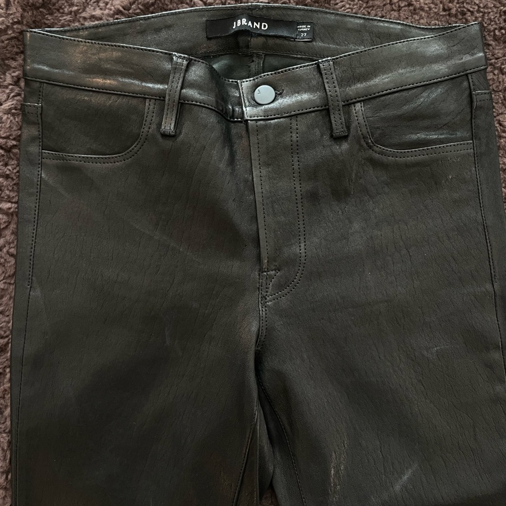 J Brand Leather Skinny Pants Black Size 27